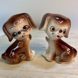 Vintage Dog Salt and Pepper Shakers Kitsch Retro Japan